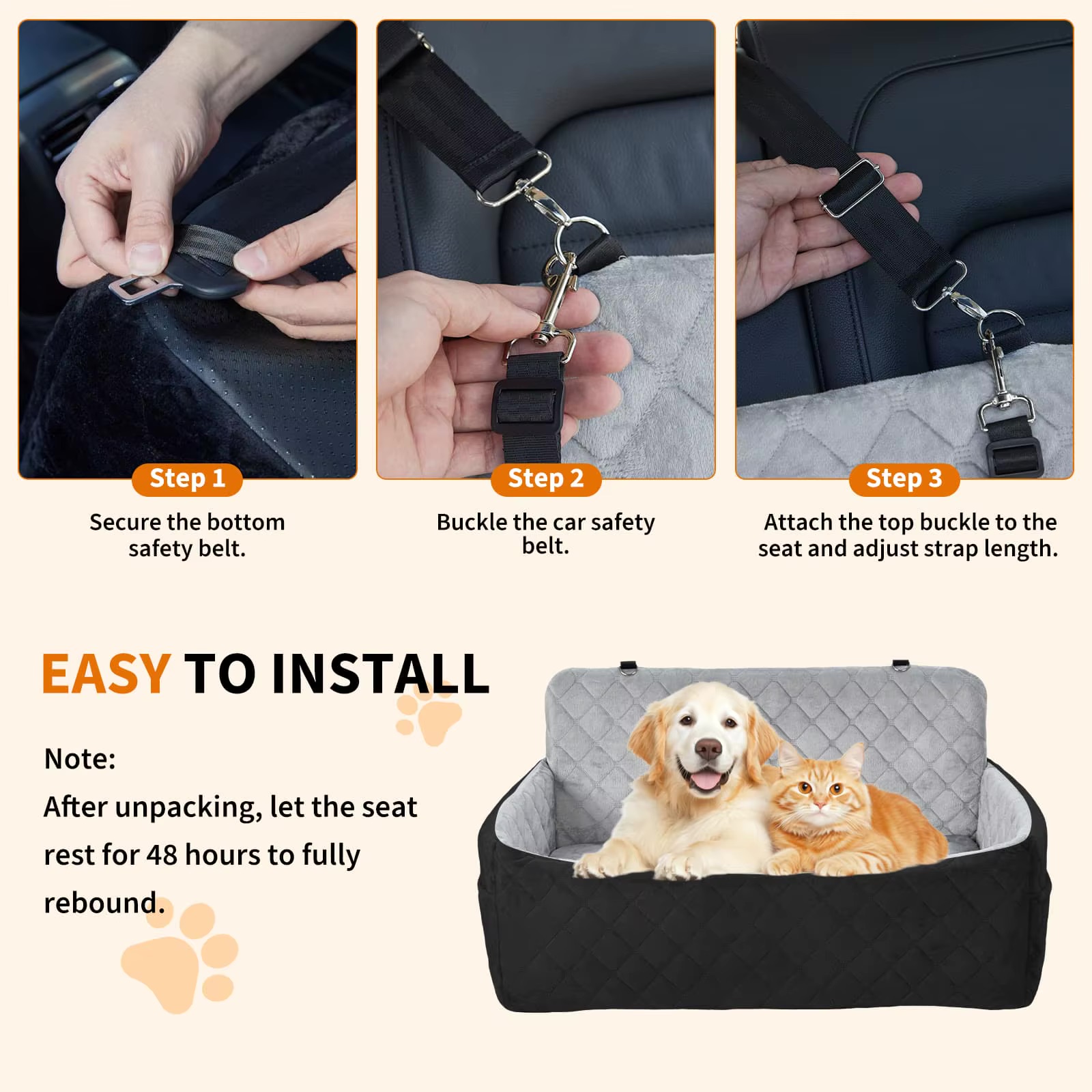 HiMISS Portable Dog Car Seat 8 instalace